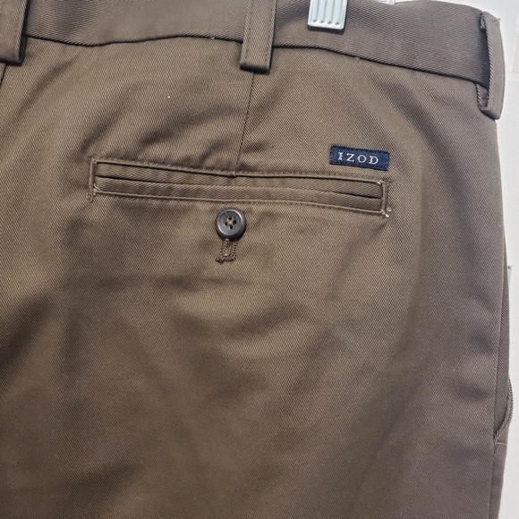 EC IZOD Brown Chinos Flat Front Size 36W x 32L, Business Casual, Preppy - Picture 6 of 9